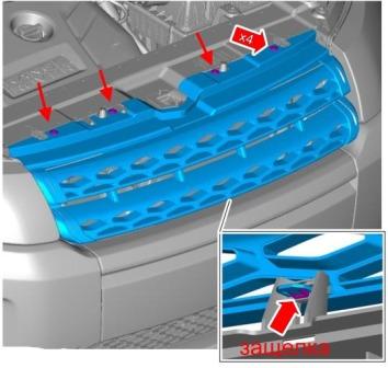 the scheme of fastening of the grille Land Rover Range Rover Evoque